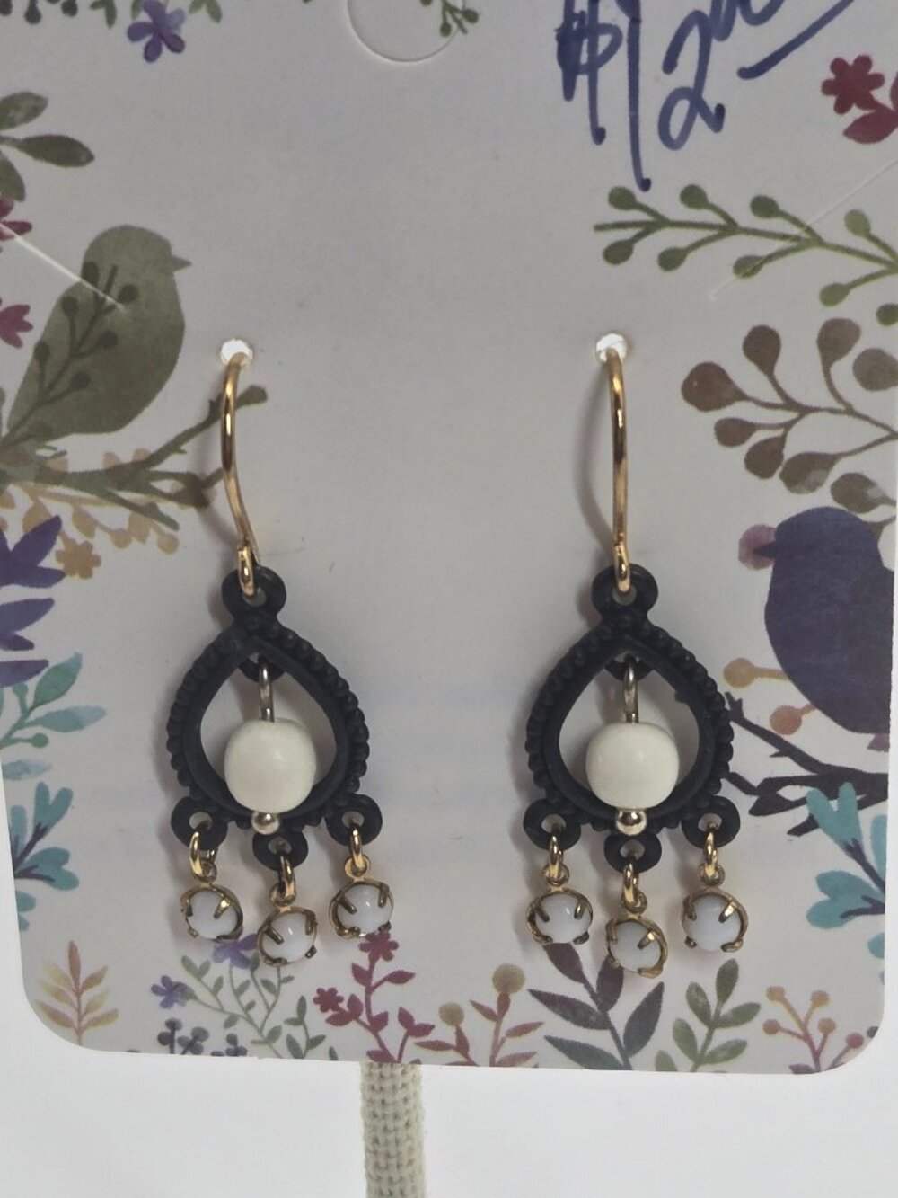 Elegant Black and White Teardrop Dangle Earrings - Women Jewelry